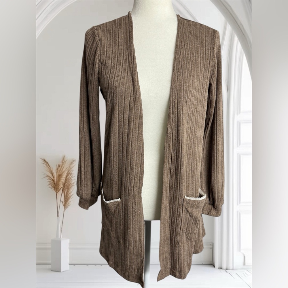 Blu Pepper Open Front Sweater Cardigan w Pockets Size Small